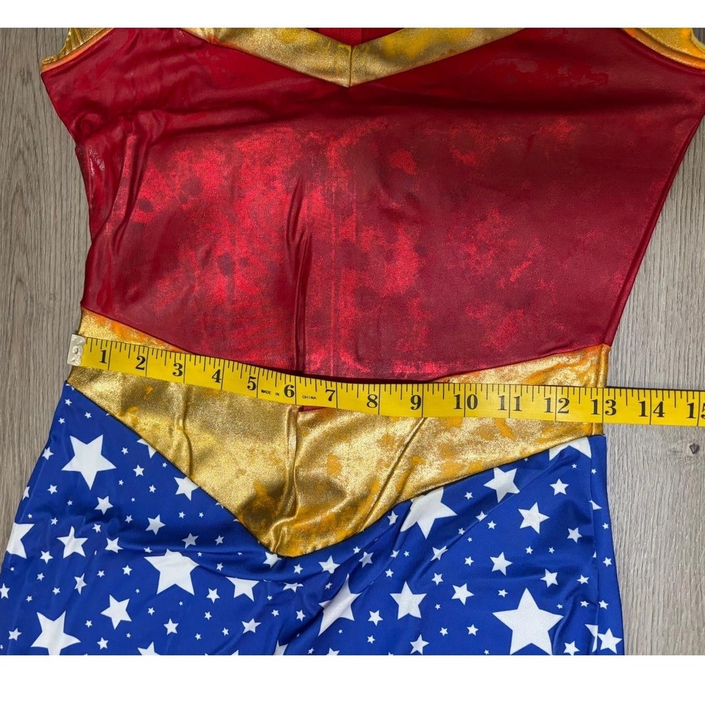 Leg Avenue Sensational Super Hero Costume Catsuit Headband 85577 Red Blue Star M - Picture 10 of 16